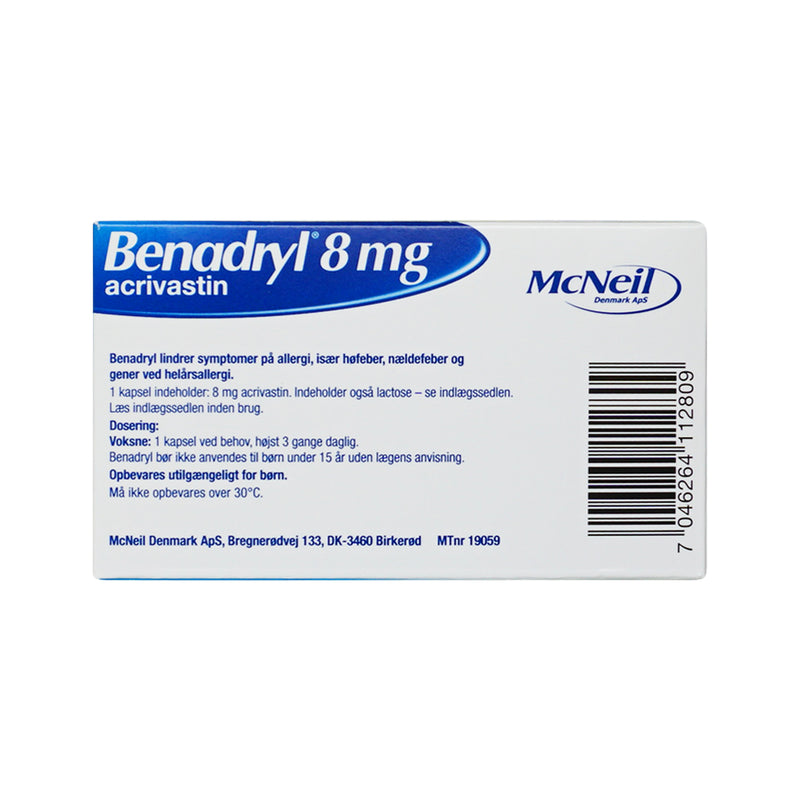 Benadryl Kapsler 8 mg 12 stk. - Scandea O2O