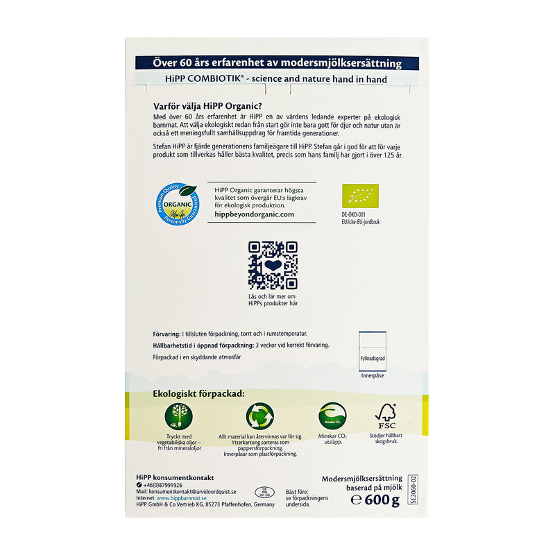 Hipp Combiotik 1 Økologisk Modermælkserstatning 600g x 4 stk.