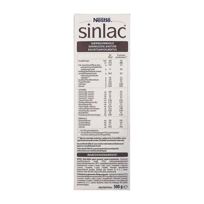 Nestle Sinlac Special Grød 500g laktosefri  6 mdr.