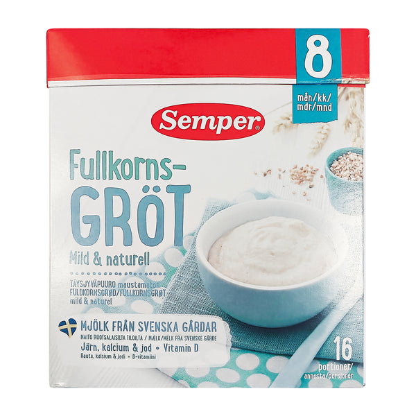 Semper Grød 8 måneder- Fuldkornsgrød Mild & Naturel 480g