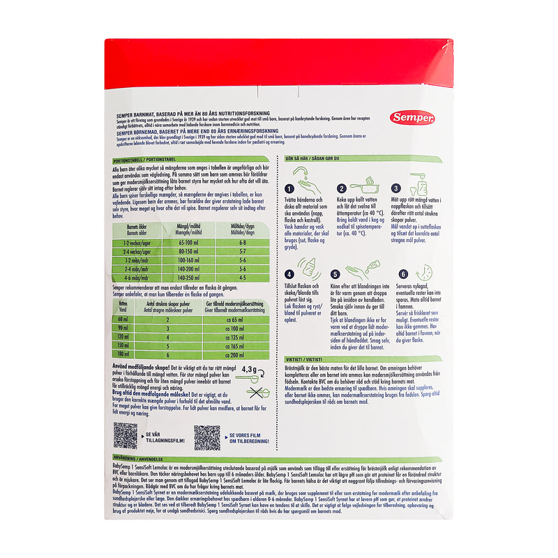 Semper BabySemp SensiSoft 1 modermælkserstatning 700g x 4stk.