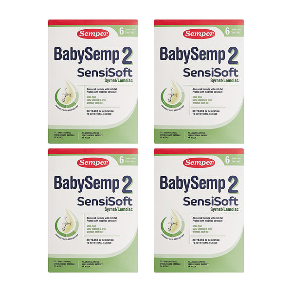 Semper BabySemp 2 SensiSoft Syrnet Tilskudsblanding fra 6 måneder 700g x 4 stk.