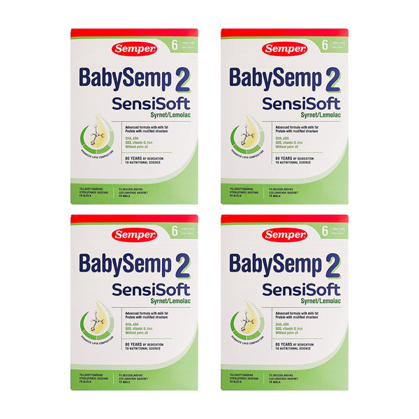 Semper BabySemp 2 SensiSoft Syrnet Tilskudsblanding fra 6 måneder 700g x 4 stk.