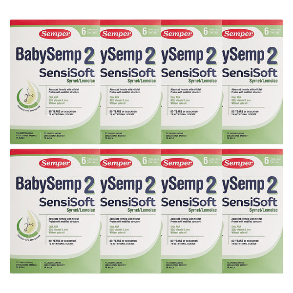 Semper BabySemp 2 SensiSoft Syrnet Tilskudsblanding fra 6 måneder 700g x 8 stk.