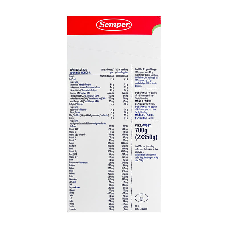 Semper BabySemp 2 SensiSoft Syrnet Tilskudsblanding fra 6 måneder 700g