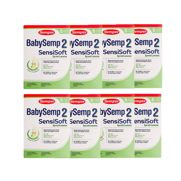 Semper BabySemp 2 SensiSoft Syrnet Tilskudsblanding fra 6 måneder 700g x 8 stk.
