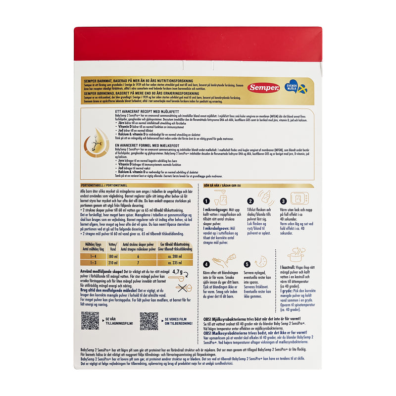 Semper BabySemp 2 SensiPro+ tilskudsblanding 6+ måneder 700g