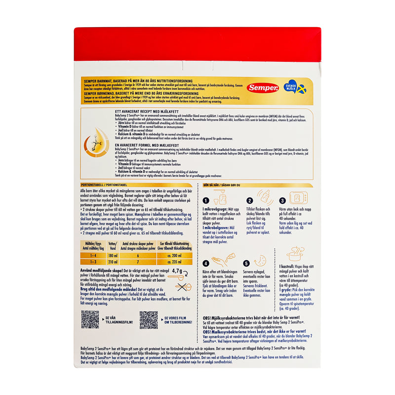 Semper BabySemp 2 SensiPro+ tilskudsblanding fra 6 mdr 700gx4stk.