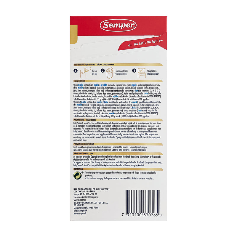 Semper BabySemp 2 SensiPro+ tilskudsblanding 6+ måneder 700g