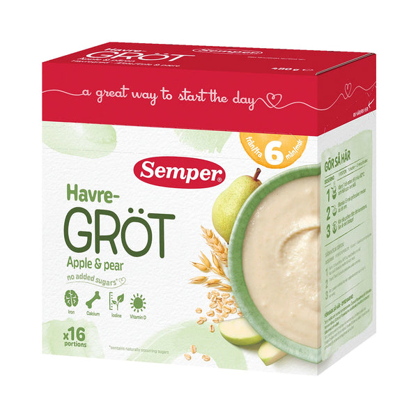 Semper Grød 6 måneder- Frugtgrød Æble & Pære 480g