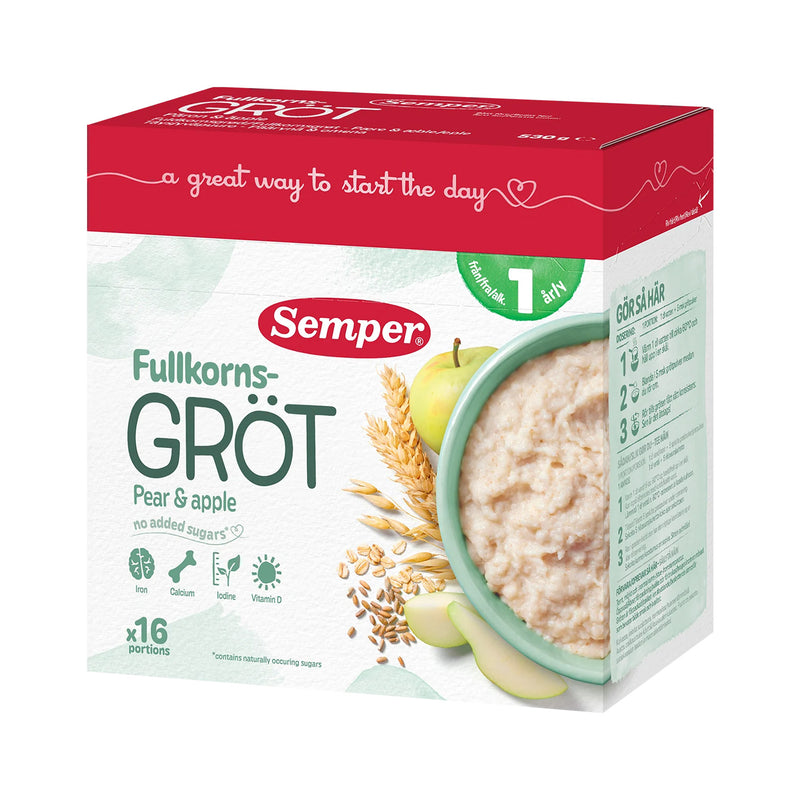Semper Grød 1 år - Fuldkornsgrød Pære og æble 530g