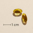 Biosym OmniVita D 120 Kaps Actual capsule size (scale: 1 cm)