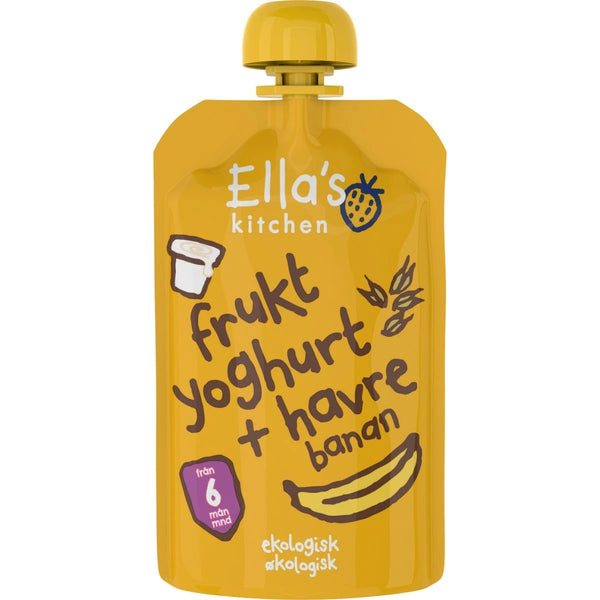 Ella's Kitchen Organic Babymos  frugt yoghurt, havre banan fra 4 mdr.