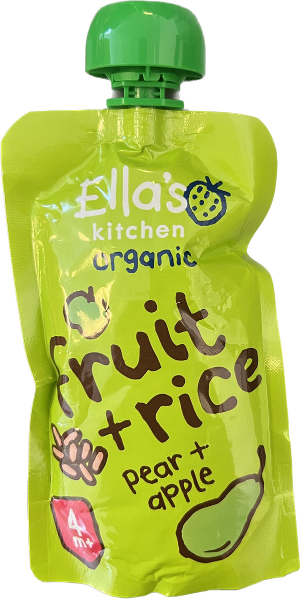 Ella's Kitchen Organic Babymos  frugt + ris, pære & æble fra 4 mdr.