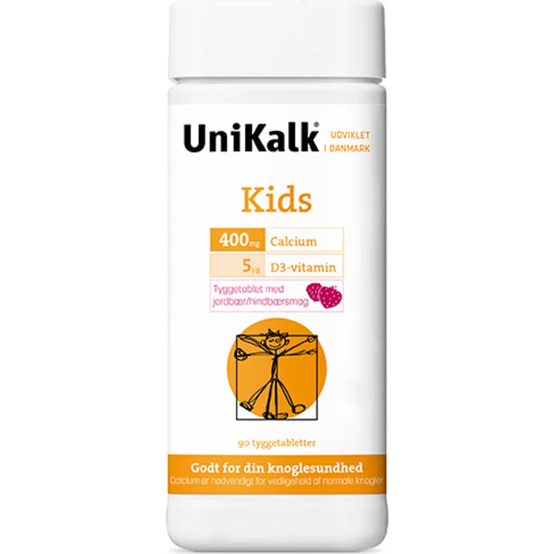 UniKalk Kids Jordbær/hindbærsmag 90 tab.