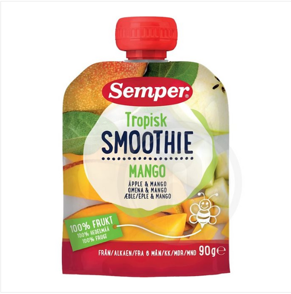 Semper Tropisk Smoothie æble og mango 6+ mdr. 90g-Scandea.dk